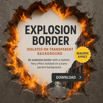 Realistic Explosion Border Design with Call to Action