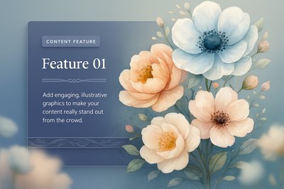 Elegant Watercolor Flowers with Feature Design Elements