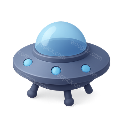3D Alien Ship Icon with Transparent Background