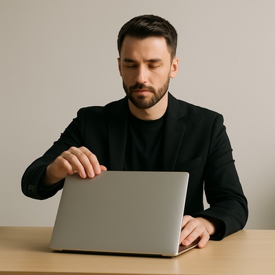 Stylish Minimalist Workspace with Laptop Setup