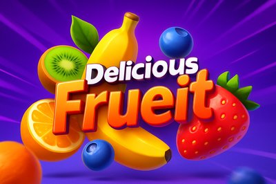 Vibrant and Dynamic Fruit Illustration with Bold Typography