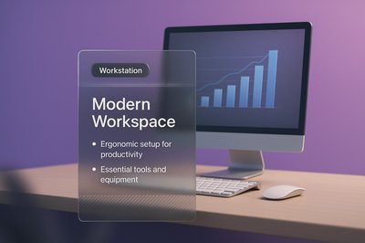 Creative 3D Illustration of a Modern Workspace Setup