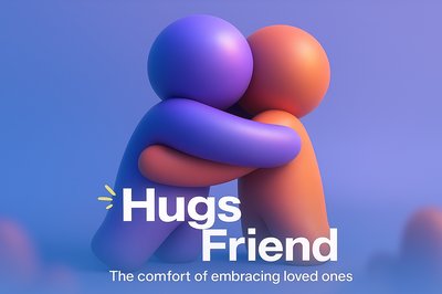 Dynamic 3D Illustration of Friends Embracing