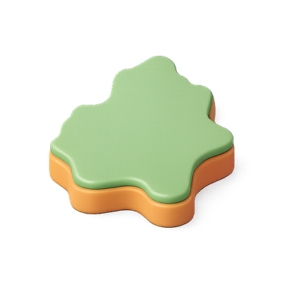 Stylized Abstract Shape in Green and Orange