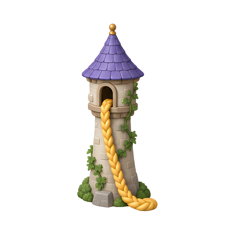 fairytale tower with golden braid