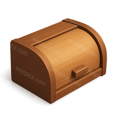 3D Wooden Bread Box Icon with Isometric View