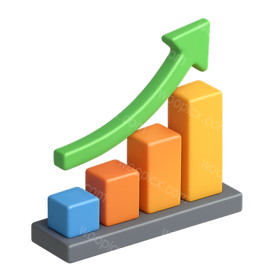 3D Isometric Icon of a Growth Chart with Colorful Bars