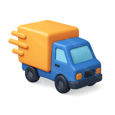 Stylized 3D Delivery Truck Icon in Motion