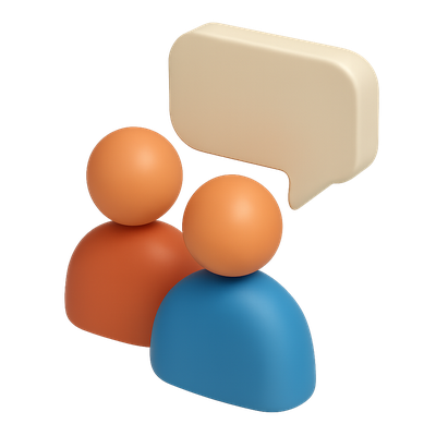 3D Speech Icon Featuring People with Speech Bubble