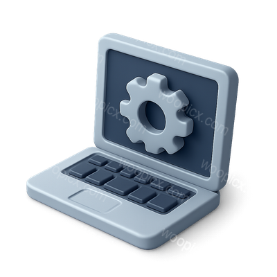 Stylish 3D Laptop Icon with Gear Design