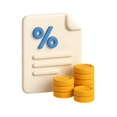 Stylized 3D Financial Document with Coins Icon
