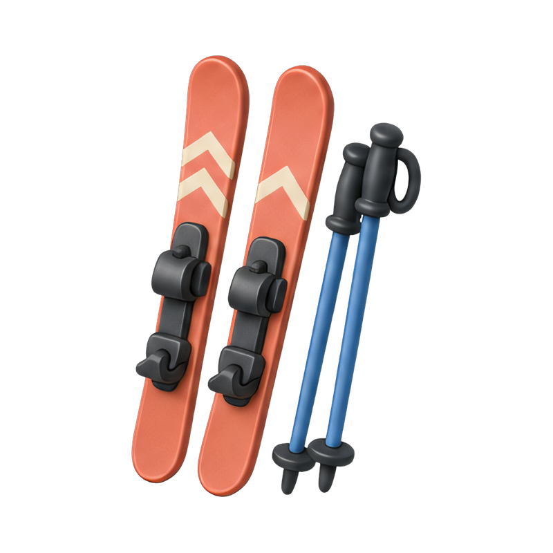 skis and poles on snow