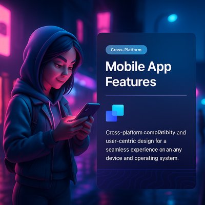 Vibrant Night City Scene with Mobile App Features