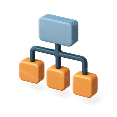 Stylized 3D Tree Icon Illustrating Hierarchy