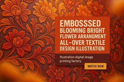 Textile Design Illustration Featuring Embossed Floral Patterns