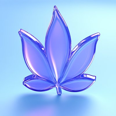 Stylized Transparent Leaf Icon with Soft Lighting