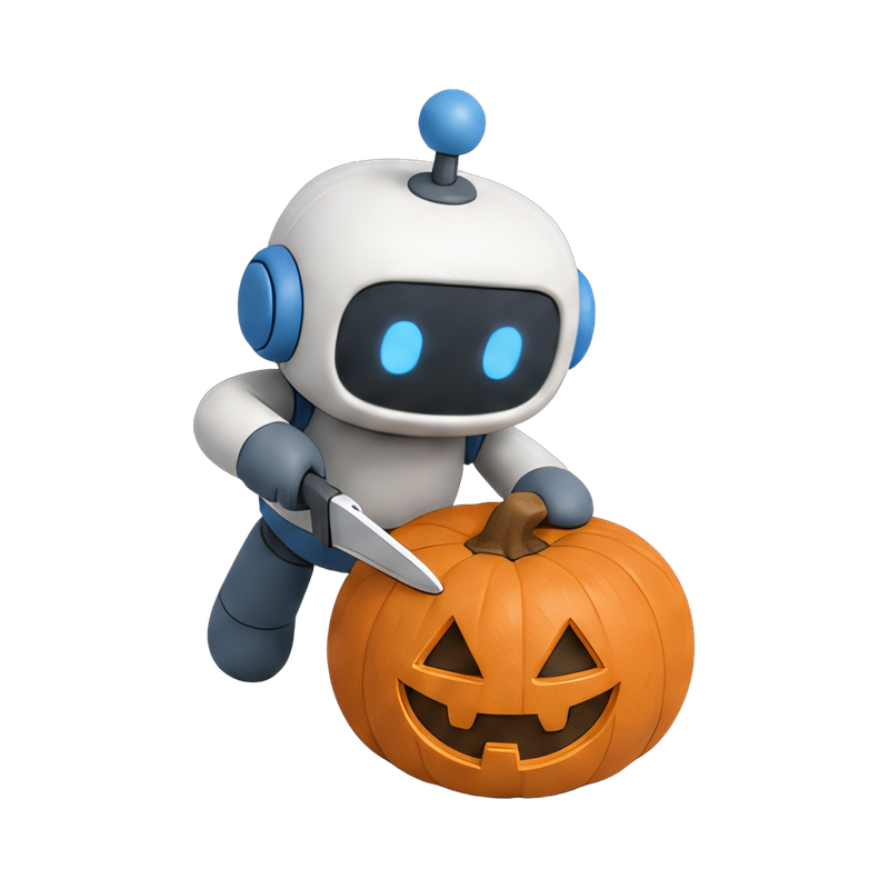 robot carving a pumpkin