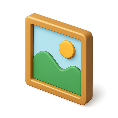 Stylish 3D Photo Frame Icon with Landscape