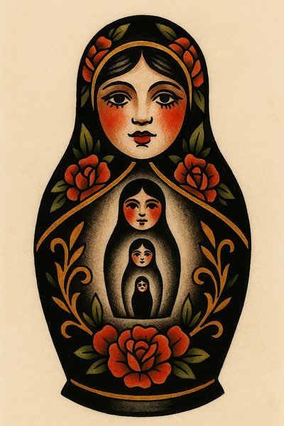Colorful Matryoshka Doll Tattoo Design