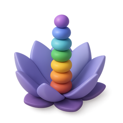 Colorful 3D Chakra Icon on Transparent Background