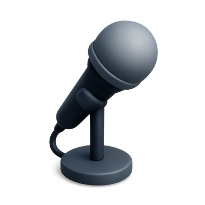 Stylized 3D Microphone Icon Design for Public Speaking
