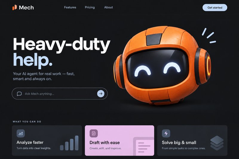 Engaging AI agent landing page
