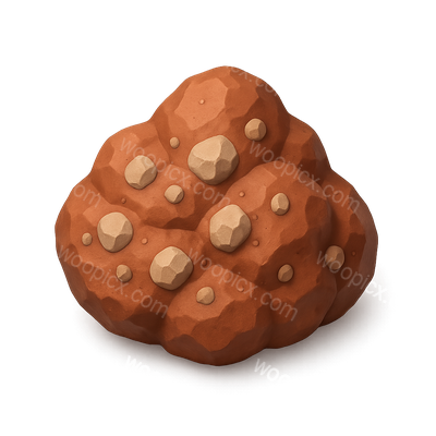 3D Isometric Icon of Bauxite Ore with Textured Appearance