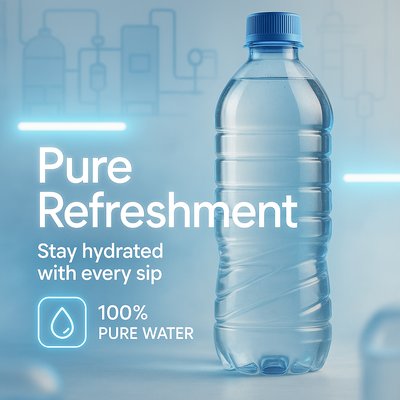 Promotional Image for Water Bottle Featuring Hydration Message