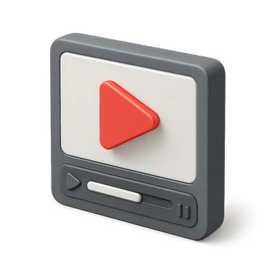 Stylish 3D Video Playback Icon with Isometric Design