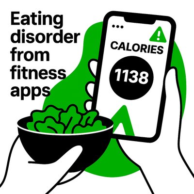 Illustration Highlighting the Impact of Fitness Apps on Eating Disorders