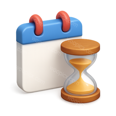 Stylish 3D Calendar and Hourglass Icon for Timely Reminders