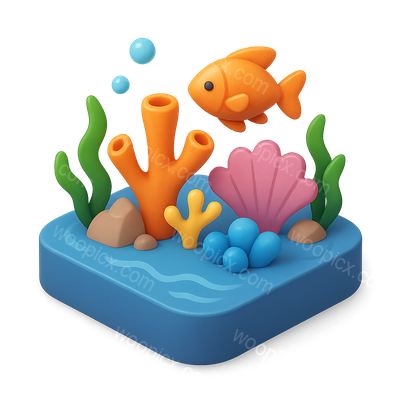 3D Icon of a Vibrant Barrier Reef Scene