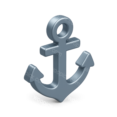 Stylized 3D Anchor Icon with Isometric Design