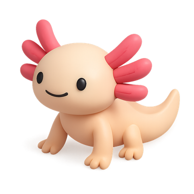 Charming 3D Axolotl Icon with Pink Gills