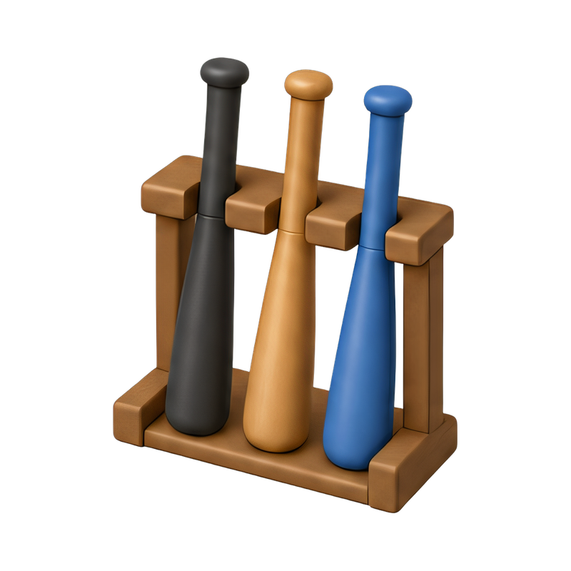 wooden bat rack display