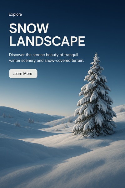 Serene Snow Landscape with Action Button for Winter Exploration