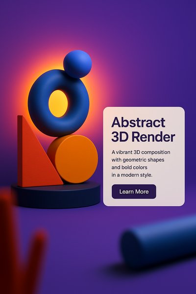 Vibrant Abstract 3D Render with Geometric Shapes