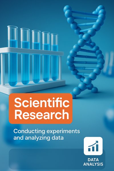 Illustration of Scientific Research with DNA and Lab Equipment