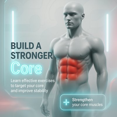 Fitness Promotion Graphic Highlighting Core Strengthening Exercises
