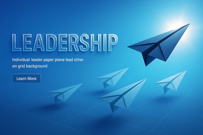 Leadership Concept with Paper Planes on Grid Background