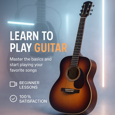 Guitar Learning Promotion with Modern Design Elements