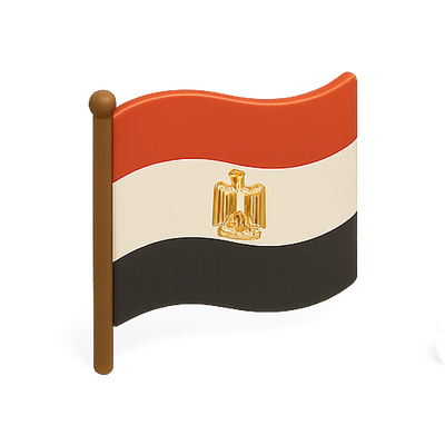 Illustrative Flag of Egypt with Detailed Emblem