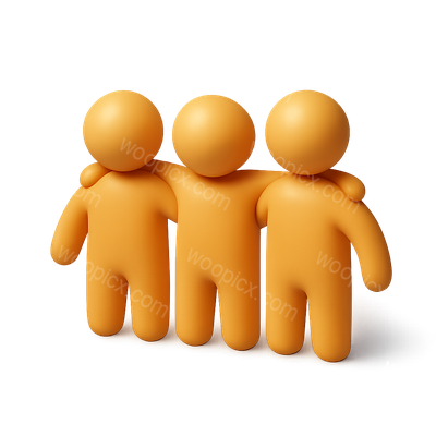 Three United Figures in Isometric 3D Design