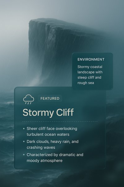 Dramatic Stormy Cliff with Turbulent Ocean View