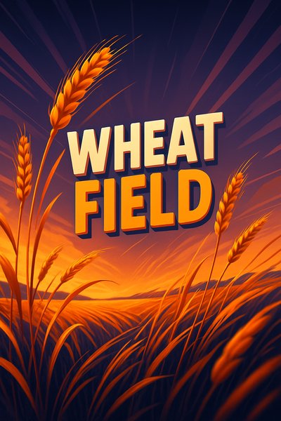 Dynamic Wheat Field Illustration with Bold Typography