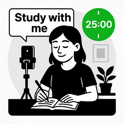 Minimalist Study Session Illustration with Timer