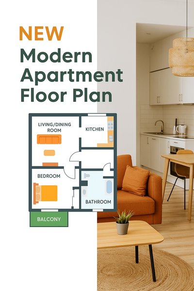 Modern Apartment Floor Plan Graphic with Stylish Interior