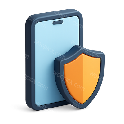 3D Smartphone with Shield Icon for Security Representation