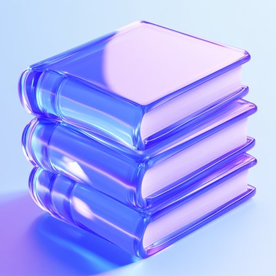 Stylized 3D Render of Stack of Transparent Books