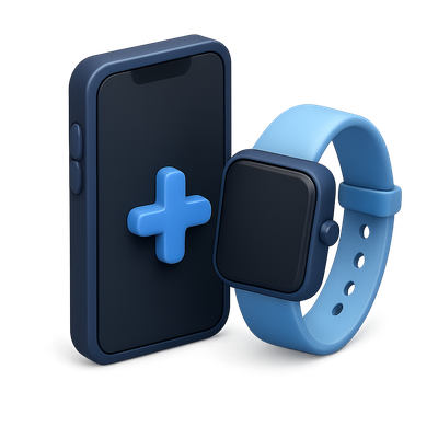 3D Connected Devices Icon: Phone and Smartwatch